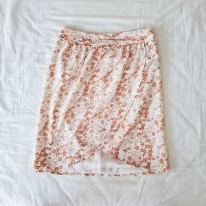 Floral Wrap Skirt in Orange-Brown Shades